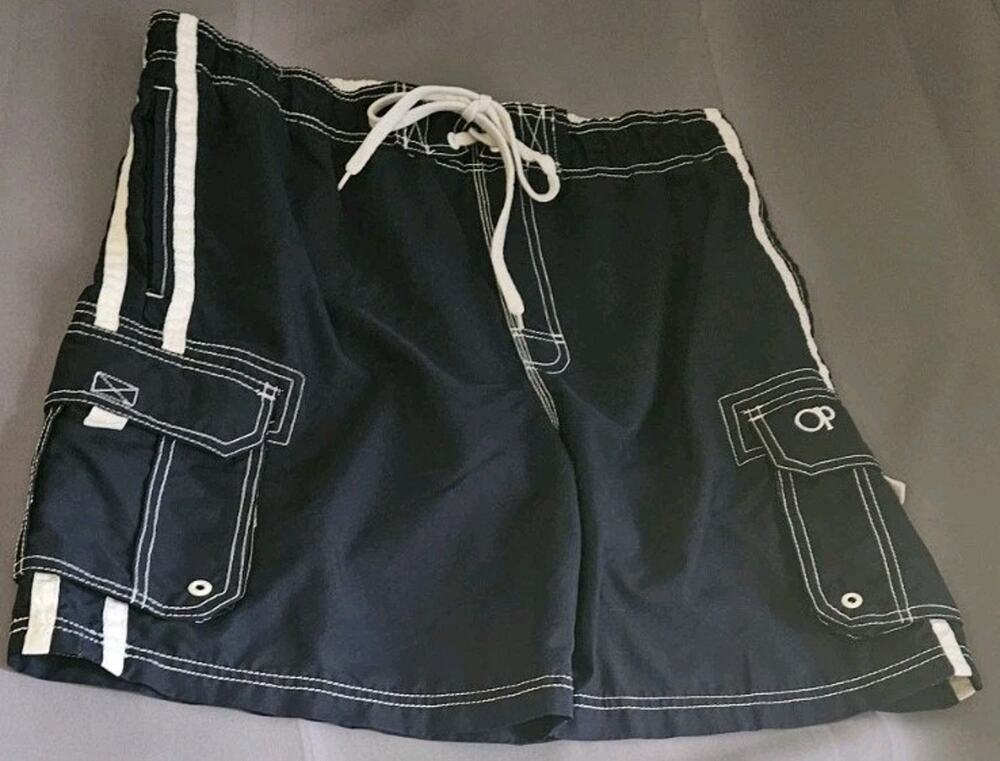 Old Navy Swim Trunks Men’s Size Blue White Lined Board Shorts